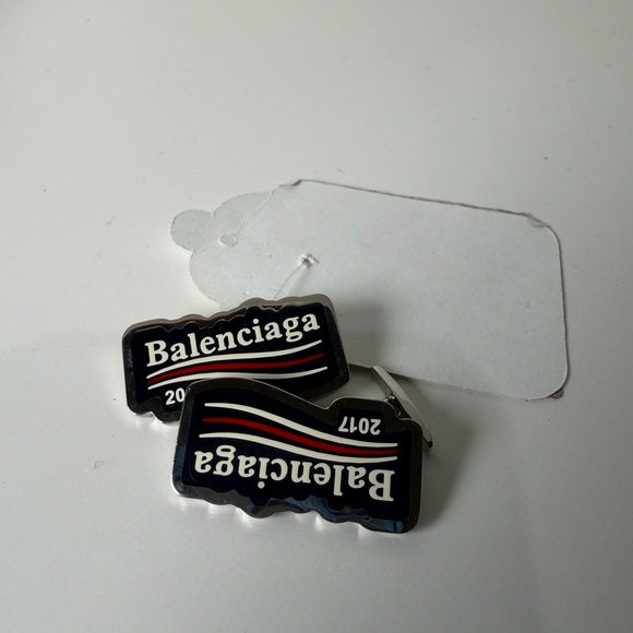 Balenciaga Silver and Black cuff links